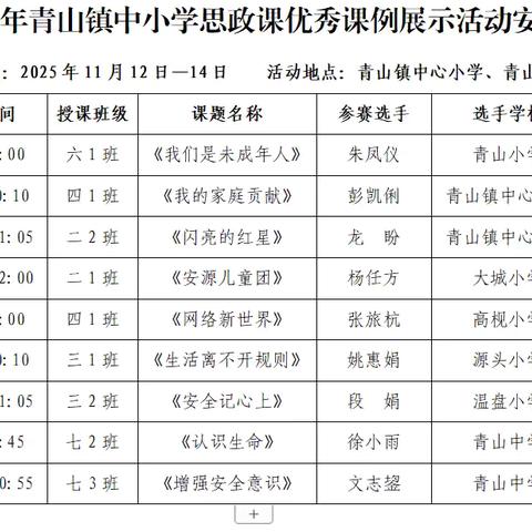 红色文化铸信仰  思政课堂育新人——2025年青山镇中小学思政课(红色文化、道德与法治) 优秀课例展示活动顺利举行