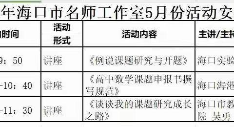 匠心指导、椰城强师 ———记海口市吴勇高中数学名师工作室培训活动