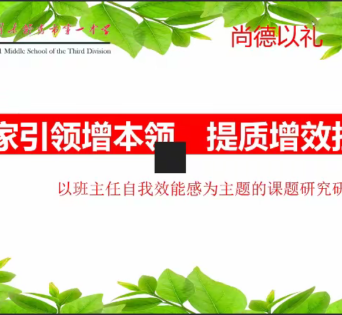 专家引领增本领  提质增效担使命—以班主任自我效能感为主题的课题研究研讨