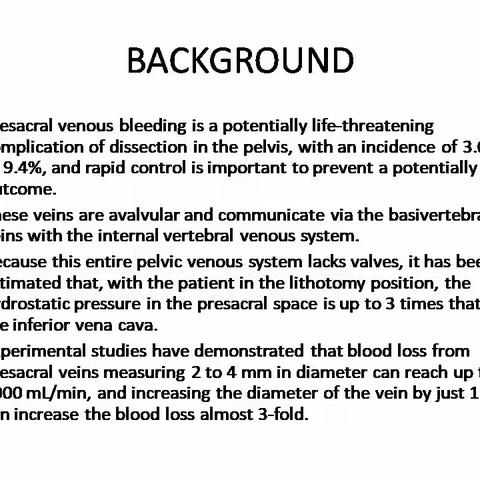 骨盆手术骶前静脉丛大出血的处理