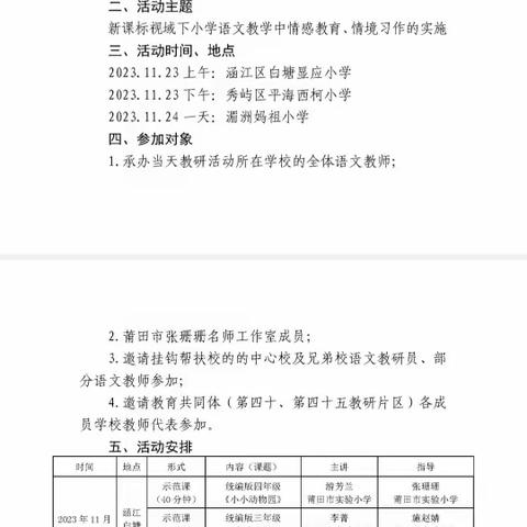 送教送培送提升 促学促教促成长   2023——2024学年莆田市张珊珊名师工作室送教送培活动 （显应小学会场）