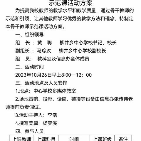 深耕研课堂 示范引领共成长——柳井乡中心学校骨干教师示范课交流活动