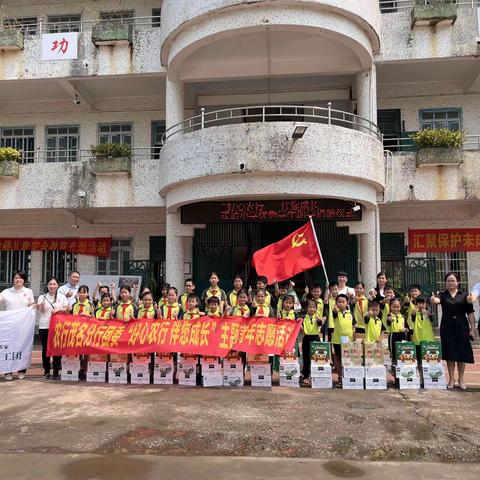 党旗飘飘，团徽闪闪 ---茂岭小学“好心农行 伴您成长”主题青年志愿活动