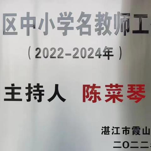 名师领航助发展 扬帆追梦谱新篇——湛江市霞山区陈菜琴名师工作室揭牌仪式暨研修活动