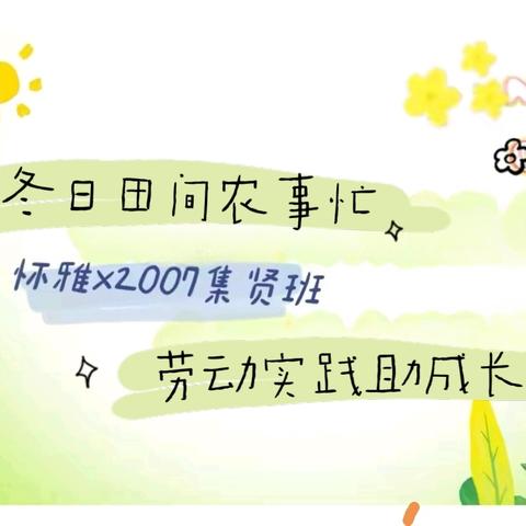 冬日农事忙，劳动促成长 —怀雅X2007班移植油菜苗记