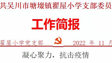 中共吴川市塘㙍镇翟屋小学支部委员会“凝心聚力、抗击疫情”工作简报