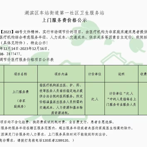 服务公示 | 社区医院上门服务详情请知晓
