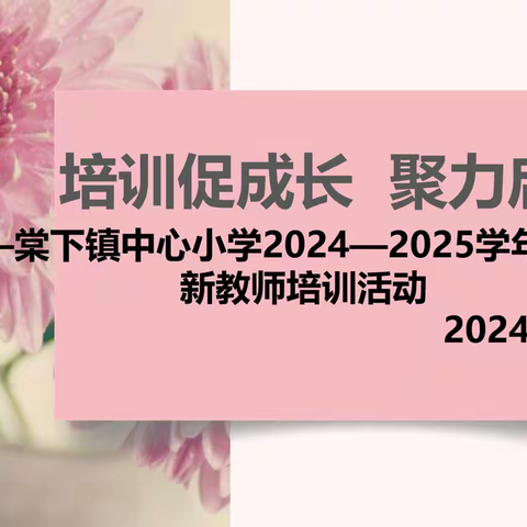 培训促成长，聚力启新航 ——棠下镇中心小学2024—2025学年度第一学期新教师培训活动