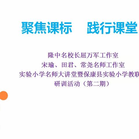 聚焦课标    践行课堂——保康县实验小学名师大讲堂暨教联体研训活动（2023年春第2期）