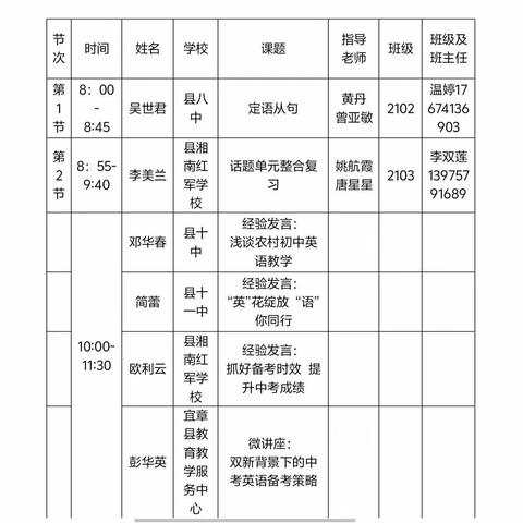 2024年宜章县初中英语 九年级复习教学研讨活动