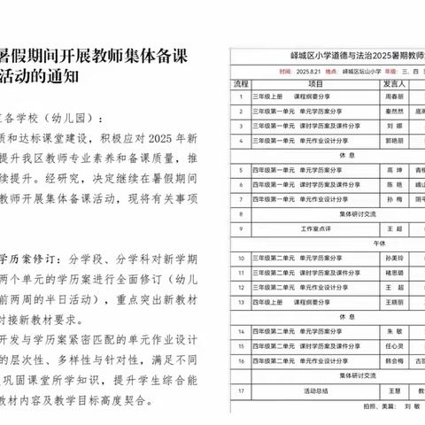 聚以匠心，汇以众智 ——峄城区2025年小学道法三四年级暑期集体备课纪实