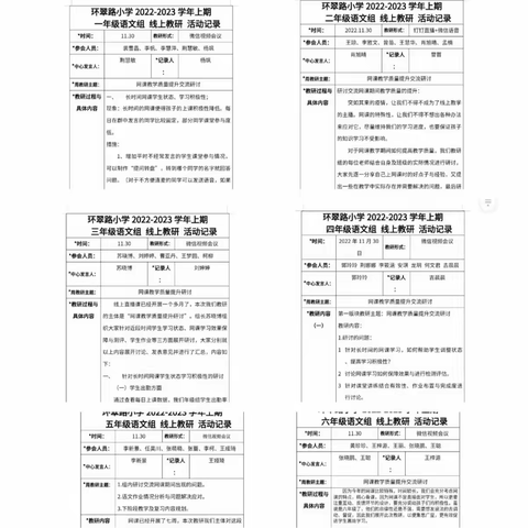 研以促教   精准施策  ——环翠路小学语文学科网课教学质量提升交流研讨活动