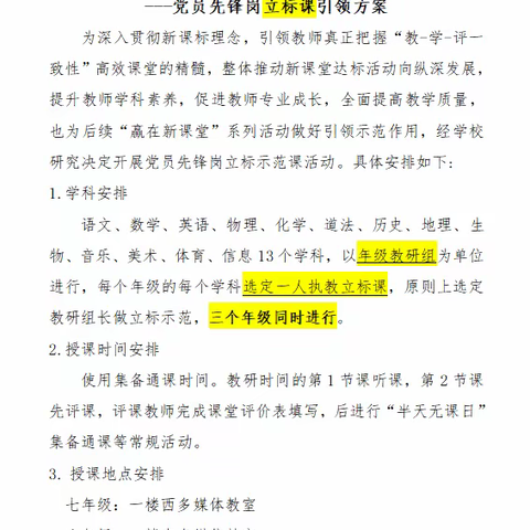 立标展精彩 听评促成长——滕州市至善学校开展“落实新课标，赢在新课堂”党员先锋立标课活动