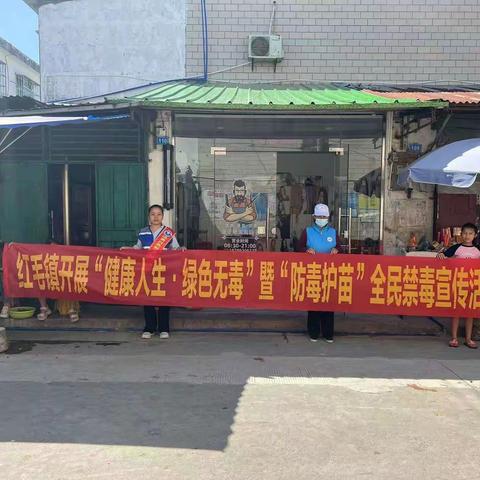 【红毛镇社工站】开展“健康人生 绿色无毒”暨“防毒护苗”全民禁毒宣传活动
