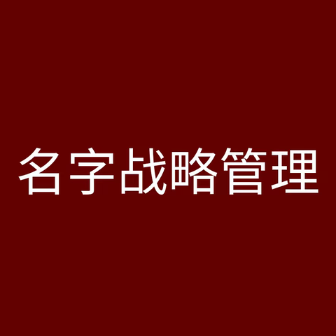 名字赢：名字战略管理——中国企业家的战略盲区