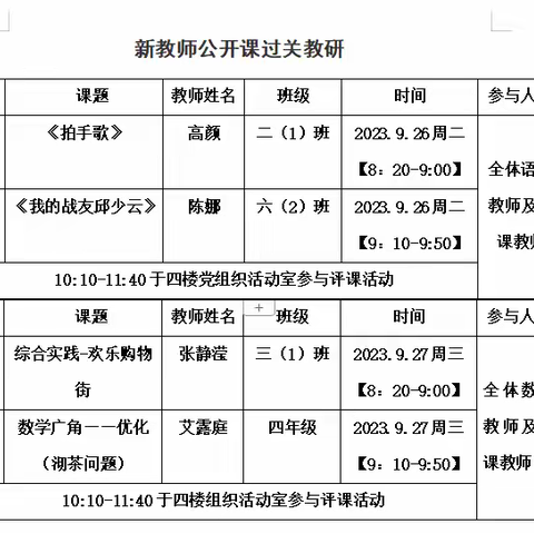 ￼创新教学，激智求真——邓家小学2023年秋季新教师公开课