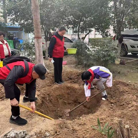 多方聚力植春意·睦邻园里筑长青-西仪社区党委联合党建共建单位开展植树节活动