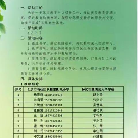 教研教改谋发展，大华阳光帮扶情——记溆浦县大华学校向长沙雨花区长塘里小学观摩学习活动