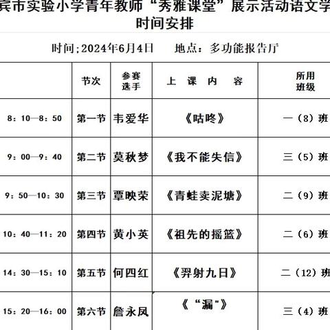 “教”沐春风 “赛”见成长—— 来宾市实验小学语文组赛课展示活动