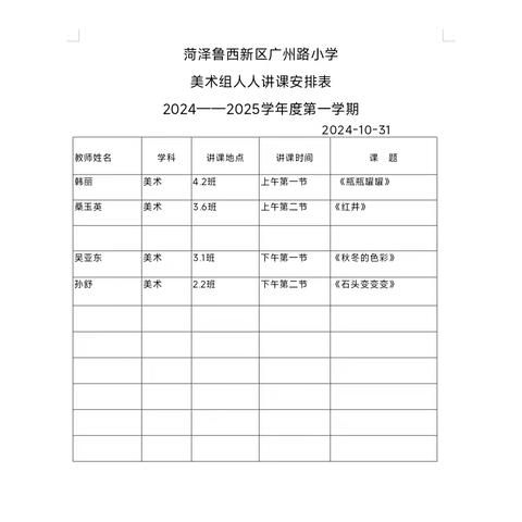 “‘研’出风采·向美而行”——菏泽鲁西新区广州路小学2024——2025学年第一学期美术组人人讲课活动纪实