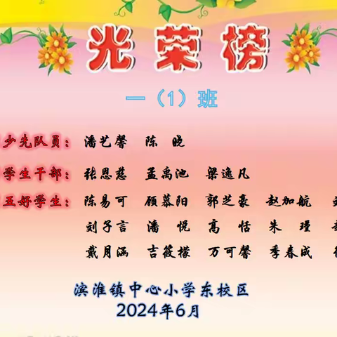 滨淮镇中心小学（东校区）各年级光荣榜