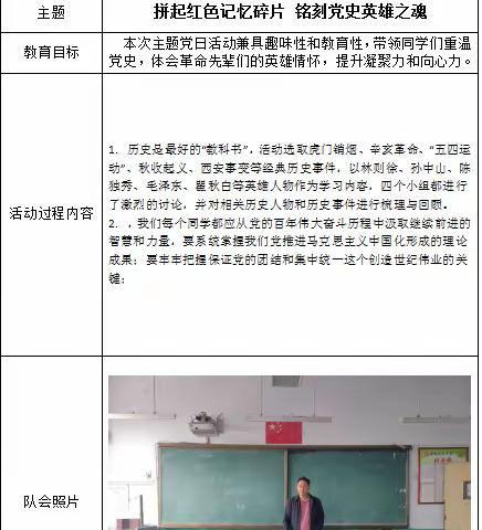 【全环境立德树人】拼起红色记忆碎片 铭刻党史英雄之魂——白旄中学开展红色主题教育实践活动