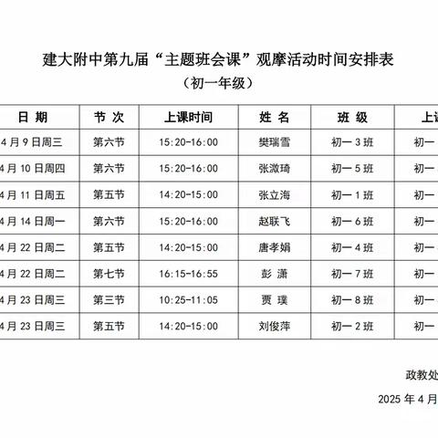 建大附中第九届主题班会课观摩评比活动