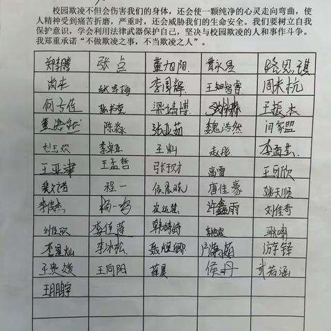 定陶区博文实验学校“拒绝校园欺凌，构建和谐校园”系列活动