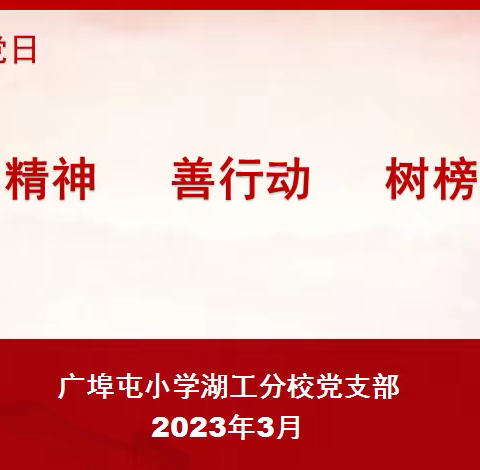 学精神  善行动  树榜样     ——记武汉市洪山区广埠屯小学湖工分校党支部2023年3月主题党日