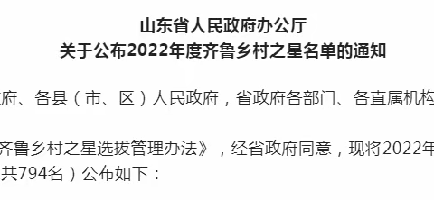 齐鲁乡村之星揭晓，快看看我区谁当选