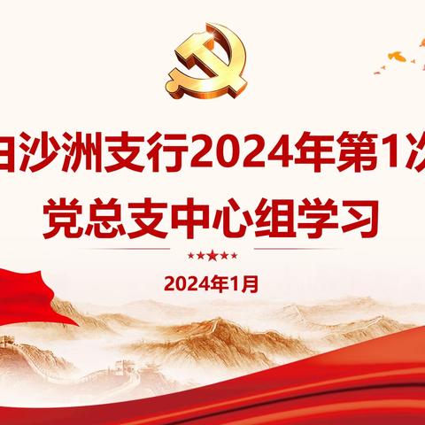 武汉白沙洲支行开展2024年第1次党总支中心组学习