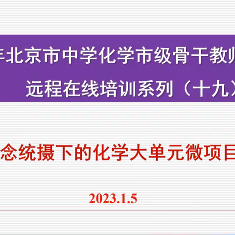 2023年北京市中学化学市级骨干教师高研班活动纪要（十九）