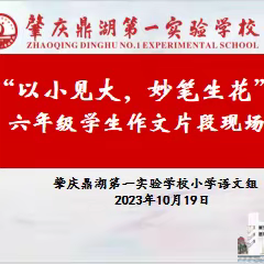 【点亮教育·耕读】以小见大，妙笔生花 ——肇庆鼎湖第一实验学校五、六年级学生作文片段现场写作竞赛