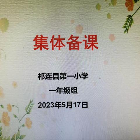 “语”你一起，集体备课共成长——语文一年级组集体备课