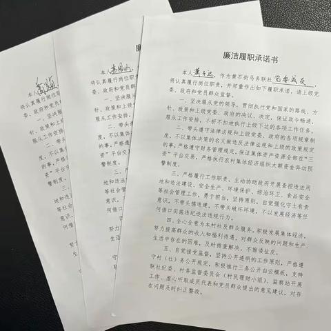 黄石街组织经济联社新一届“两委”干部签订廉洁履职承诺书