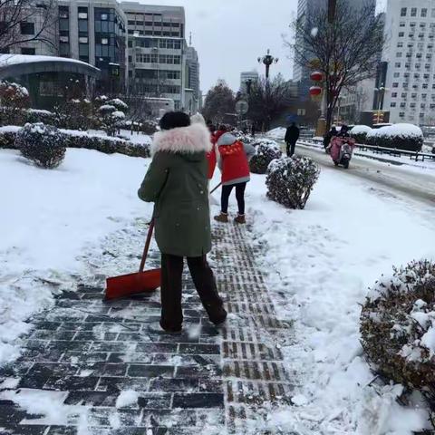 凝心聚力 多方联动 维明街道开展清扫积雪活动