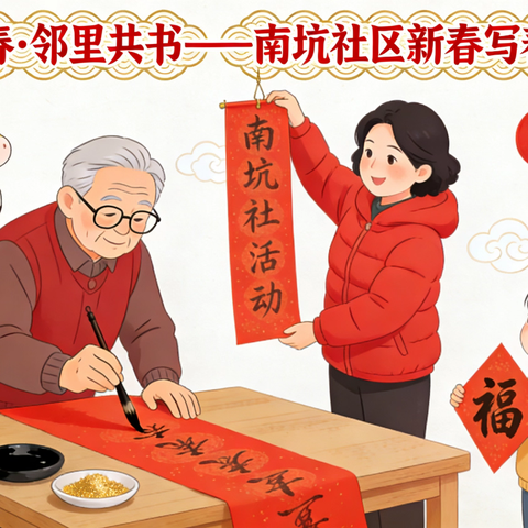 笔墨迎春，邻里共书 ——南坑社区新春写春联