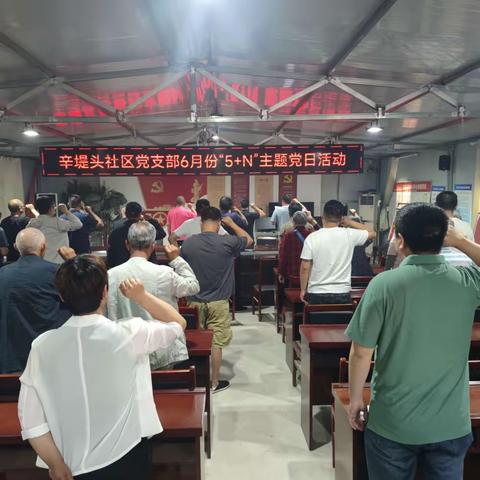 辛堤头社区党支部开展六月份“5+N”主题党日活动
