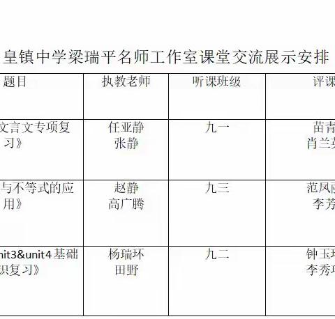 梁瑞平名师工作室到皇镇中学开展“名师名课”联合送课下乡研修活动