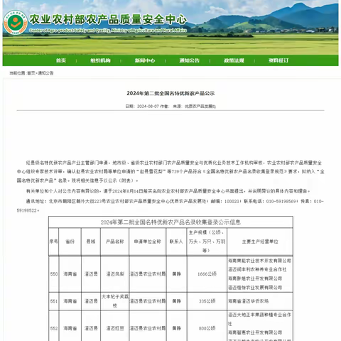 喜报！“澄迈豇豆”“澄迈凤梨”“大丰妃子笑荔枝”入选2024年第二批全国名特优新农产品名单
