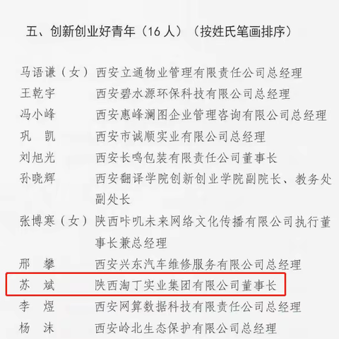 喜报！淘丁集团董事长苏斌荣获“长安创新创业好青年”荣誉称号