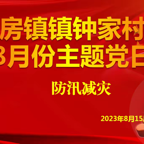 房镇镇钟家村党支部开展2023年8月份“防汛减灾”主题党日活动