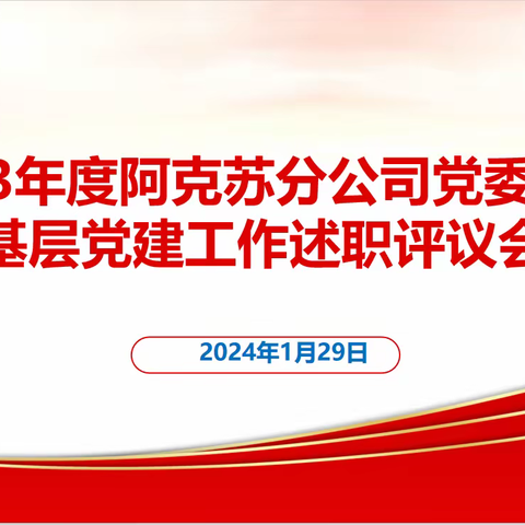 阿克苏分公司召开2023年度党委书记抓基层党建工作述职评议会议