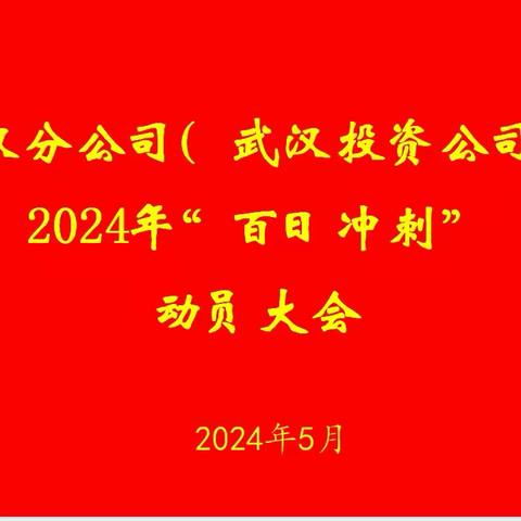 武汉分公司(武汉投资公司) 召开2024年“百日冲刺”动员大会