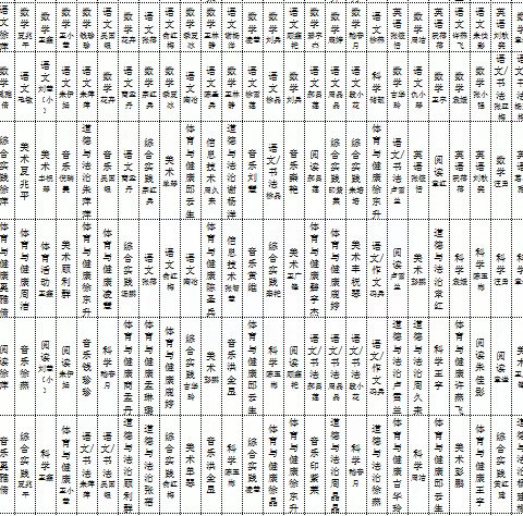 2022年度如城小学体育课表