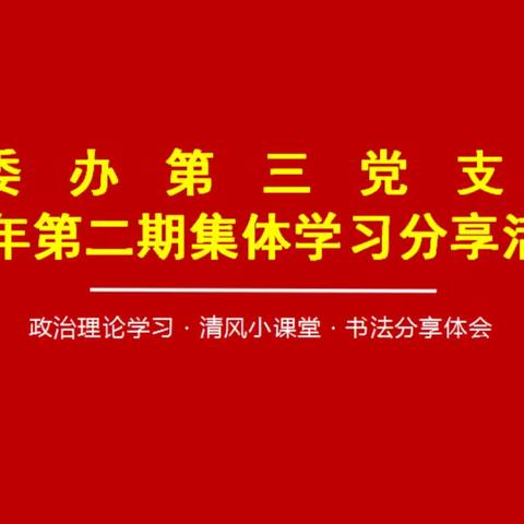 区委办第三党支部开展2023年第二期集体学习分享活动