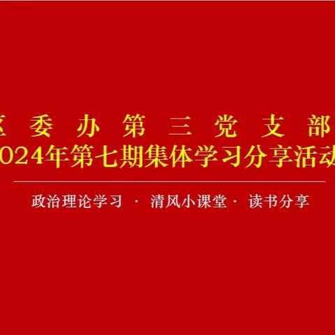 区委办第三党支部开展2024年第七期集体学习分享活动