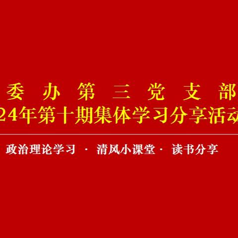 区委办第三党支部开展2024年第十期集体学习分享活动