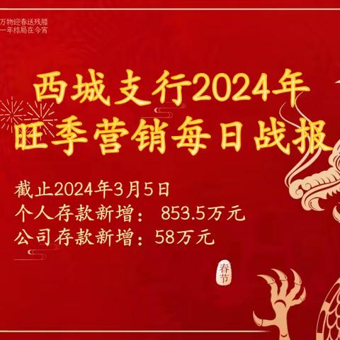 银川西城支行2024年旺季营销每日战报（3月5日）