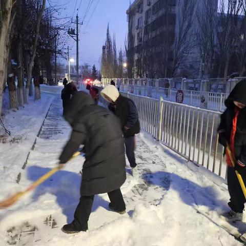 党员教师展担当 扫雪除冰暖校园